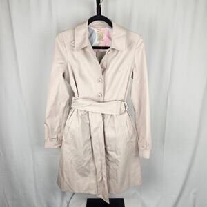 Anthropologie Elevenses Pink Rose Cotton Belted Trench Coat NWT Size 4